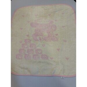 Vintage San Marcos Original Pink & White Baby Blanket Bear w/ Sailor Hat Blocks
